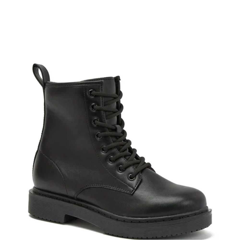 Black combat ankle boots. Size 8 1/2. Oil and slip resistant.